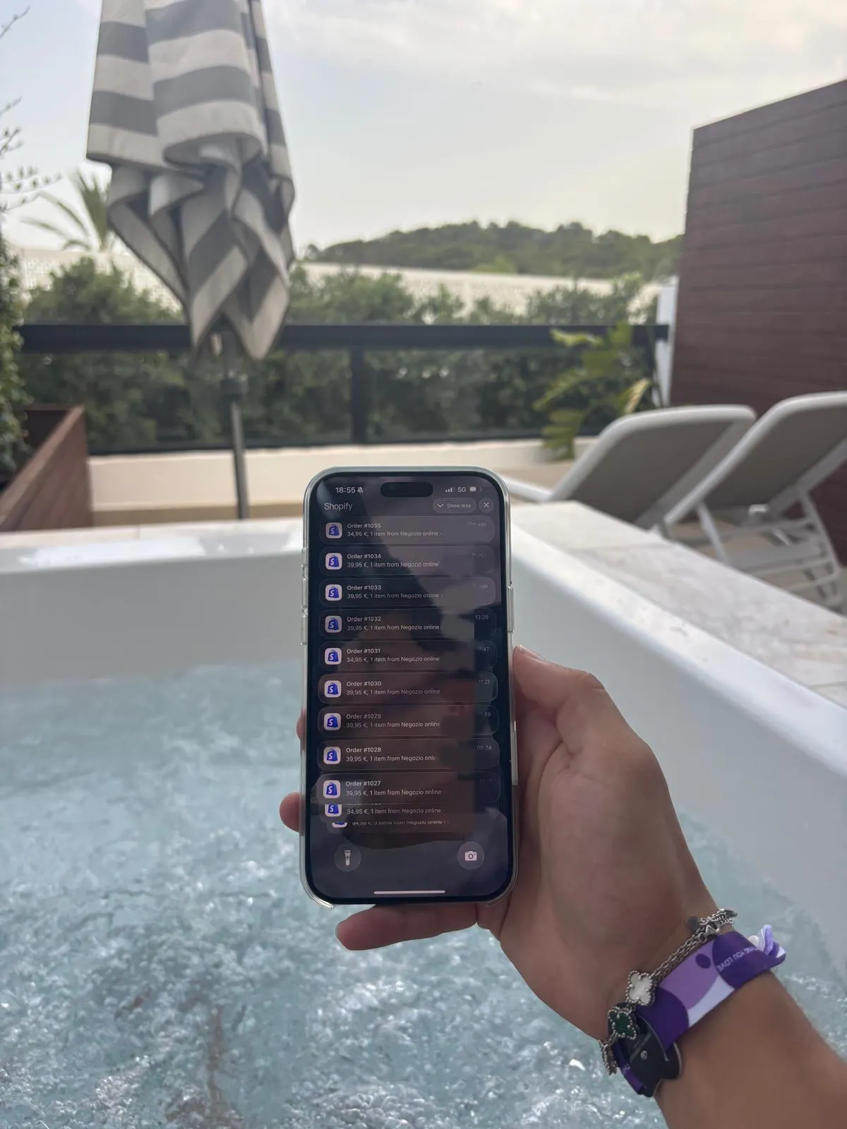 Shopify orders by the pool lifestyle